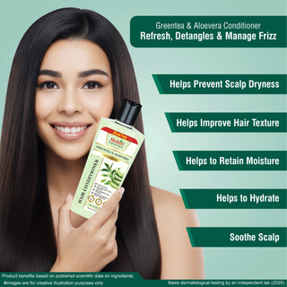 Multani Naturals Greentea & Aloevera Hair Conditioner || For Reducing Hair Fall | Improving Hair Texture | Strenghtening Hair Strands | Dermatologically Tested | SLS & paraben Free | Suitable For All Hair Types