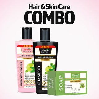 Multani Naturals Hair & Skin Care with Power of Amla & Bhringraj  & Aloe Vera – Shampoo | Conditioner & Soap