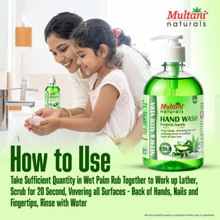 Multani Naturals Hand Wash Neem & Aloe Vera | Clean Hands,| Refreshing feel with Purifying Neem & Soothing touch of Aloe Vera | 99.9% Germ Protection |
