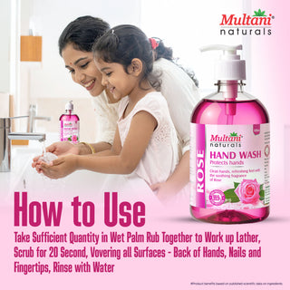 Multani Naturals Rose Hand Wash |Clean Hands,| Refreshing feel with the soothing fragrance of Rose | 99.9% Germ Protection|