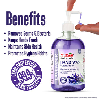 Multani Naturals Lavender Hand Wash | Gentle Hand Cleanser with Natural Ingredients | Germ Protection Liquid Hand Wash