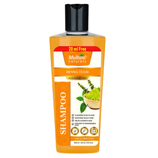 Multani Naturals Henna & Tulsi Shampoo | For Silkier & Denser Hair | Improves Scalp Health | For Hair Growth & Dandruff Control | SLS & Paraben Free | Dermatologically Tested