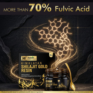 Multani Himalayan Shilajit Gold Resin I Ayurvedic Formula packed with 24 Carat Swarna Bhasma (Gold) & more then 70% fulvic acid, Shudh Shilajit & Ashwagandha | Boosts Muscle Repair & Recovery, Relieves Joint Pain and Improves Stamina, Men & Women