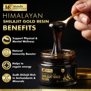 Multani Himalayan Shilajit Gold Resin I Ayurvedic Formula packed with 24 Carat Swarna Bhasma (Gold) & more then 70% fulvic acid, Shudh Shilajit & Ashwagandha | Boosts Muscle Repair & Recovery, Relieves Joint Pain and Improves Stamina, Men & Women