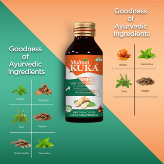 Multani Tulsi Kuka Cough Syrup & Kuka Honey Cough Syrup| Relief From All Types Of Cough & Cold | For Sore Throat & Irritating Cough