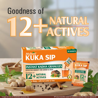 Multani Kuka Sip Instant Kadha Granules | Ayurvedic Relief Drink for Cough & Cold | 12+ Natural Actives
