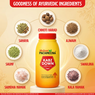 Multani Pachmeena Kabz Down Granules, Ayurvedic Natural Laxative/ Colon Cleanser for Fast Constipation Relief, Acidity, Piles, Gas & Bloating