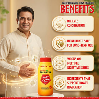 Multani Pachmeena Kabz Down Granules, Ayurvedic Natural Laxative/ Colon Cleanser for Fast Constipation Relief, Acidity, Piles, Gas & Bloating