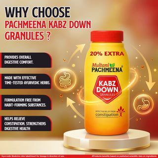 Multani Pachmeena Kabz Down Granules, Ayurvedic Natural Laxative/ Colon Cleanser for Fast Constipation Relief, Acidity, Piles, Gas & Bloating