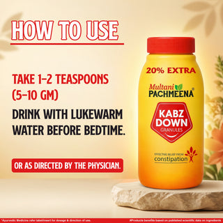 Multani Pachmeena Kabz Down Granules, Ayurvedic Natural Laxative/ Colon Cleanser for Fast Constipation Relief, Acidity, Piles, Gas & Bloating