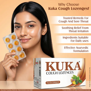 Multani Kuka Tulsi Ginger Cough Lozenges 48 Tablets | For Sore Throat & Irritating Cough - 6X8 Strips