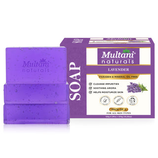 Multani Naturals Lavender Soap I, Essential Oils & Glycerin I Helps Reduces Inflammation, Cleanses & Exfoliates Dead Skin Cells, Relaxes Mind, Body & Soul and Fights Skin Infections Naturally with Every Use I Kind to all Skins