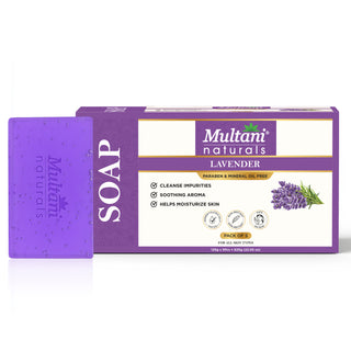 Multani Naturals Lavender Soap I, Essential Oils & Glycerin I Helps Reduces Acne, Cleanses & Exfoliates Dead Skin Cells, Relaxes Mind, Body & Soul and Fights Skin Infections Naturally with Every Use I Kind to all Skins