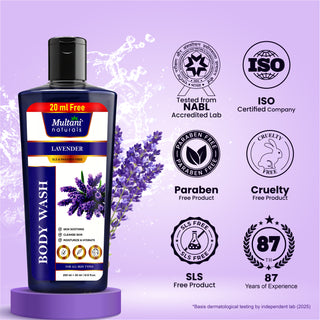 Multani Naturals  Lavender  Body Wash | Skin Soothing |Cleanse Skin | Moisturize & Hydrate |