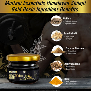 Multani Shilajeet Gold Capsule & Himalayan Shilajit Gold Resin Combo  | For Youthful Living, Stamina & Endurance | Boosts Muscle Repair & Recovery, Relieves Joint Pain