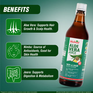 Multani Aloe Vera Juice 1 Litre | Natural & Pure | No Added Sugar | Herbal Wellness Drink