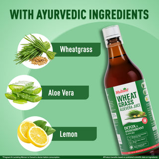 Multani Naturals Wheatgrass Aloe vera Juice 1L - Help's to Detoxify the Liver, Cleanse the Digestive System, Boost Metabolism & Purify Blood