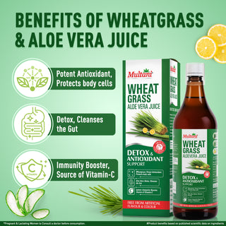 Multani Naturals Wheatgrass Aloe vera Juice 1L - Help's to Detoxify the Liver, Cleanse the Digestive System, Boost Metabolism & Purify Blood