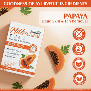 Multani Mitti Supreme Papaya Face Pack |Deep Exfoliation | Tan Removal for Fresh,| Radiant Skin