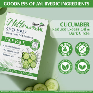 Multani Mitti Supreme Cucumber 100 GM | Refreshing Care for Oil Control & Brighter,| Dark Circle-Free Skin