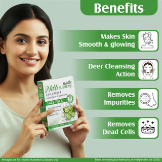 Multani Mitti Supreme Cucumber 100 GM | Refreshing Care for Oil Control & Brighter,| Dark Circle-Free Skin