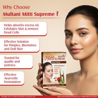 Multani Mitti Supreme Face Pack Powder With Goodness Of Aloe Vera, Gulab, Haldi & Neem | Bentonite Clay For Face Mask