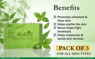 Multani Naturals Ayurvedic Herbal Soap Combo Pack | Sandalwood, Rosewater, Aloe Vera & Neem Tulsi Soaps | Natural Bath Soap for Men & Women | 4 x 125g