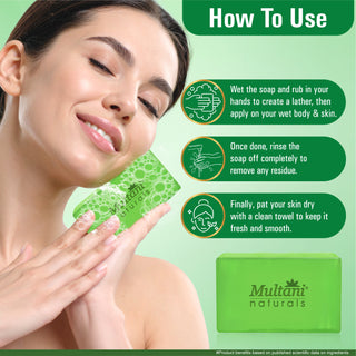 Multani Naturals Neem Tulsi Soap I Ayurvedic Bath Soap for Men & Women I Handmade Herbal Soap Bar with Neem & Tulsi Extract & Glycerin I Gentle Cleanser for Skin with Antioxidants, Fights Dryness with Every Use I Kind to all Skin