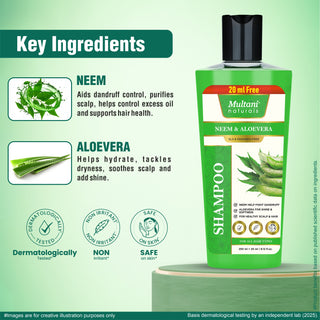 Multani Naturals Shampoo & Conditioner Combo | Neem & Aloe Vera Shampoo 270ml + Amla & Bhringraj Hair Conditioner 270ml | Anti-Dandruff | Strengthens Roots | Promotes Growth | For All Hair Types