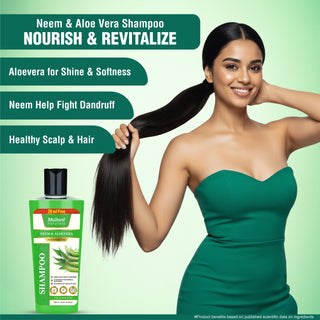Multani Naturals Neem & Aloe Vera Shampoo | Anti-Dandruff & Scalp Cooling | Strengthens Hair Roots | Supports Scalp Health| SLS & Paraben Free | Dermatologically Tested| For All Hair Types