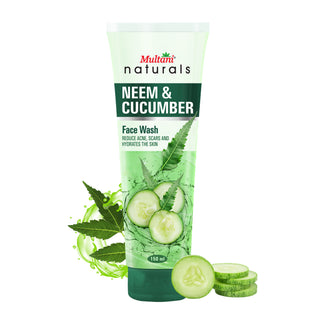 Multani Naturals Neem & Cucumber Face Wash | Useful for Ruduce Acne, Scars and Hydrates the Skin