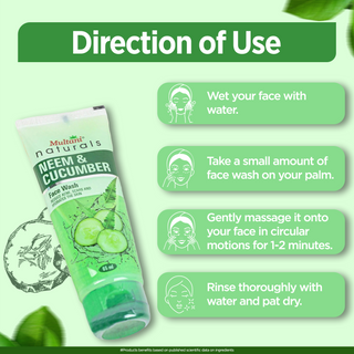 Multani Naturals Neem & Cucumber Face Wash | Useful for Ruduce Acne, Scars and Hydrates the Skin