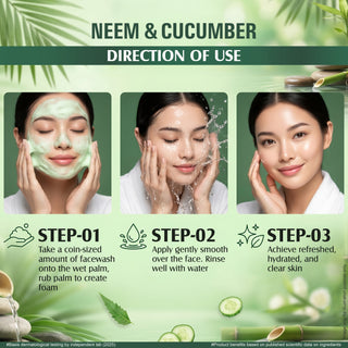 Multani Naturals Neem & Cucumber Face Wash | Useful for Ruduce Acne, Scars and Hydrates the Skin