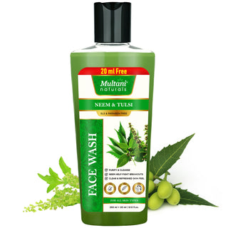 Multani Naturals Neem & Tulsi Face Wash I Face Cleanser Clinically & Dermatologically Tested Herbal Face Wash with Antibacterial & Anti-Inflammatory and Anti-Fungal PropertiesI Paraben Free I Sulphate Free I Kind to All Skin Types