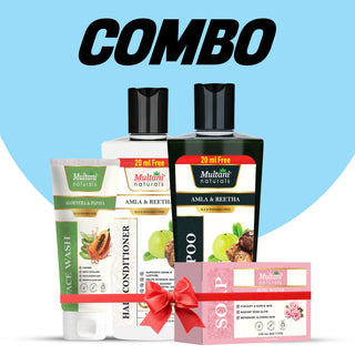Multani Naturals Complete Care Combo | Hair Strength,| Skin Glow | Daily Nourishment Kit