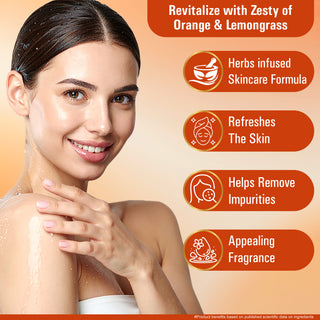 Multani Naturals Orange & Lemongrass Soap I 100 % Ayurvedic Bath Soap for Men & Women I Handmade Herbal Soap Bar with Lemongrass Extract, Orange Oil & Glycerin I, Rich in Vitamin C,  I Kind to Oily & Acne-Prone Skin