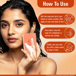 Multani Naturals Orange & Lemongrass Soap I 100 % Ayurvedic Bath Soap for Men & Women I Handmade Herbal Soap Bar with Lemongrass Extract, Orange Oil & Glycerin I, Rich in Vitamin C,  I Kind to Oily & Acne-Prone Skin