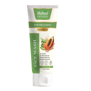 Multani Naturals Aloe Vera & Papaya Face Wash I Ayurvedic Cleanser infused with Papaya, Aloe Vera Extracts I Face Cleanser Clinically & Dermatologically Tested Herba I Paraben Free I Sulphate Free I Kind to All Skin Types