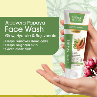 Multani Naturals Face Wash Combo Care Pack – Aloe Vera & Papaya | Charcoal | Ubtan & Vitamin C Face Wash (3 x 100 ML)