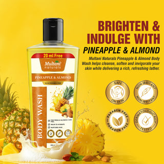 Multani Naturals Pineapple & Almond Body Wash | For Fresh & Glowing Skin Feel| Helps to Hydrate | Nurtures Skin |