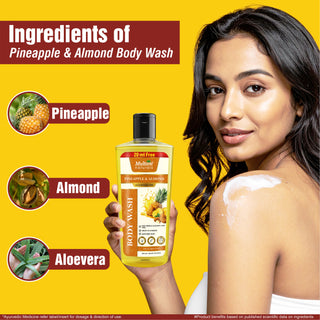 Multani Naturals Pineapple & Almond Body Wash | For Fresh & Glowing Skin Feel| Helps to Hydrate | Nurtures Skin |