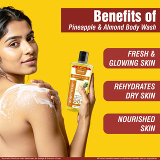 Multani Naturals Pineapple & Almond Body Wash | For Fresh & Glowing Skin Feel| Helps to Hydrate | Nurtures Skin |