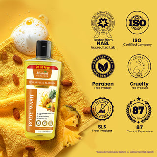 Multani Naturals Pineapple & Almond Body Wash | For Fresh & Glowing Skin Feel| Helps to Hydrate | Nurtures Skin |