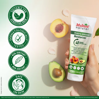 Multani Naturals Peach & Avocado Moisturizer  | Deep Hydration,| Smooth Texture & Radiant | Glow in Just 30 Minutes