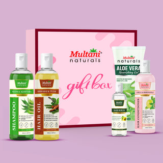 Multani Naturals Perfect Hair Care Gift Set for Every Occasion | Neem & Aloevera Shampoo | Amla & Bhringraj Conditioner | Shikakai & Tulsi Hair Oil| Aloe Vera Gel | Hair Serum