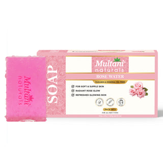Multani Naturals Rosewater Soap I Ayurvedic Bath Soap for Men & Women | Handmade Herbal Soap Bar with Rose Water & Glycerin | Helps Sooth & Calm Irritated Skin, Hydrate & Softens Skin and Reduces Wrinkles & Fine Lines with Each Use