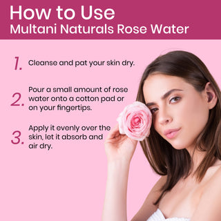 Multani Naturals Rose Water Toner | Oily Acne Prone Dry Combination Skin | Pore Tightening & Glowing Skin | Fades Blemishes, Brightens & Smoothens | Women & Men | SLS & PARABEN FREE