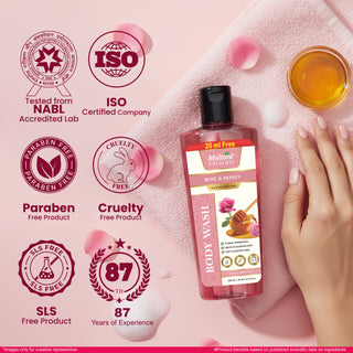 Multani Natural Rose & Honey Body Wash | Floral Fragrance | For Glowing, Soft & Smooth Skin | Gentle Daily Cleanser