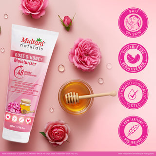 Multani Naturals Rose & Honey Moisturizer| Instant Skin Hydration | Improved Skin Texture | Hydrate Your Skin Within 30 Minutes of Application