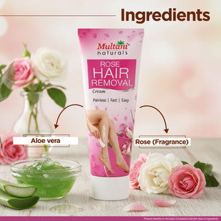 Multani Naturals Rose Hair Removal Cream | Painless & Easy Hair Removal Cream